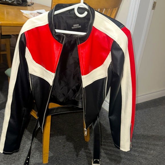 Urban outfitters BDG leather jacket. Black, red and white colouring. Size xs/s. - Picture 5 of 5